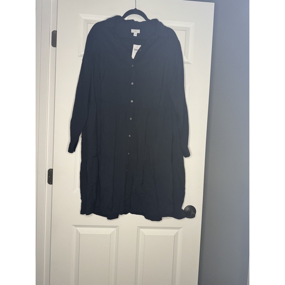 J Jill Button Down Tiered Midi Dress Navy Xl Nwt Msrp 119.00